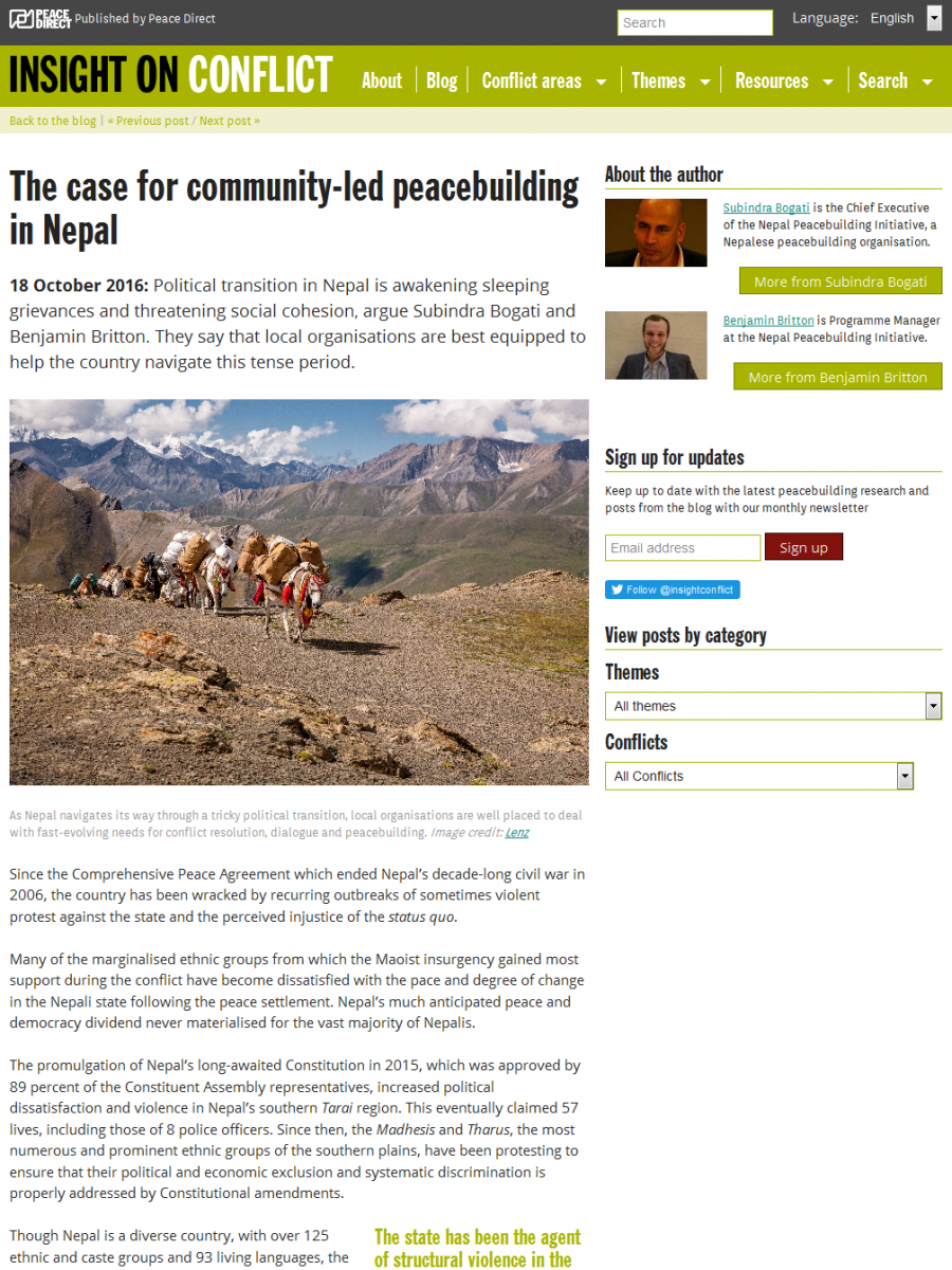 The case for community-led peacebuilding in Nepal